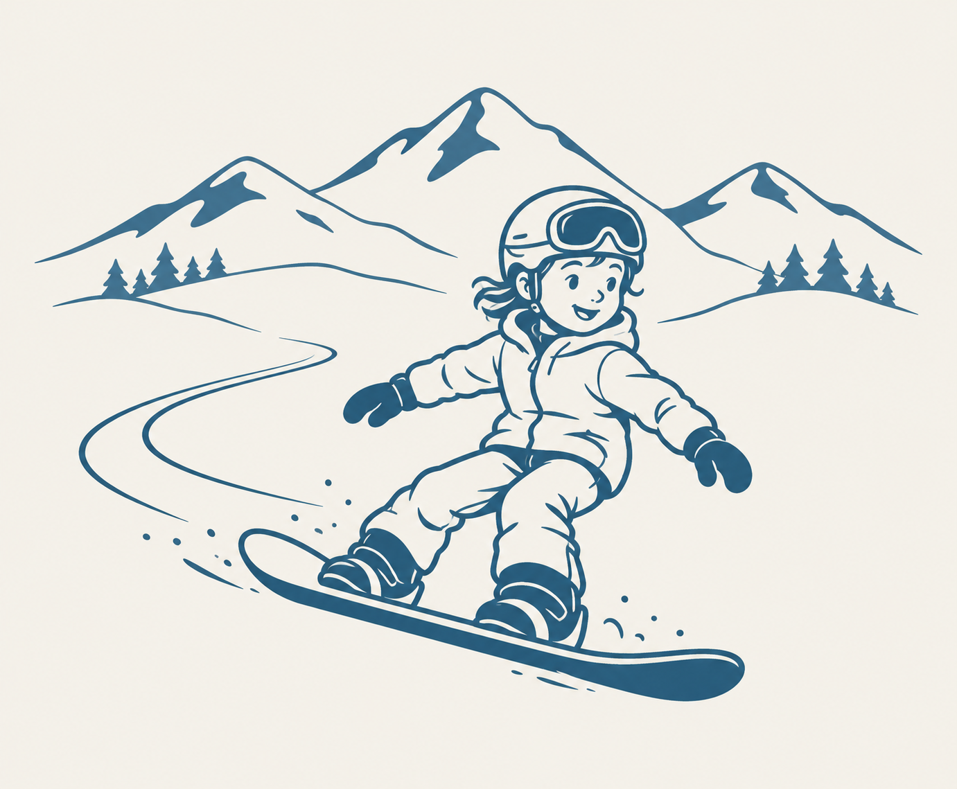 About karlı yamaçta dengeli çocuk snowboard dönüşü